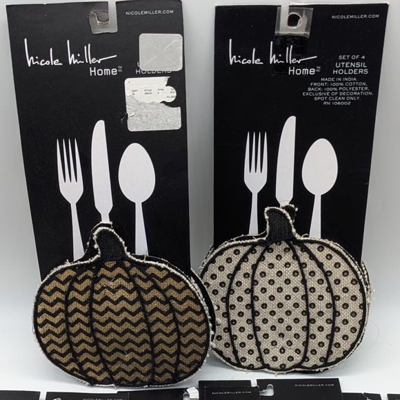 NWT Nicole Miller Black Gold Pumpkin Utensil Holders 6 Packs Of 4 (24 Total) - Picture 1 of 6